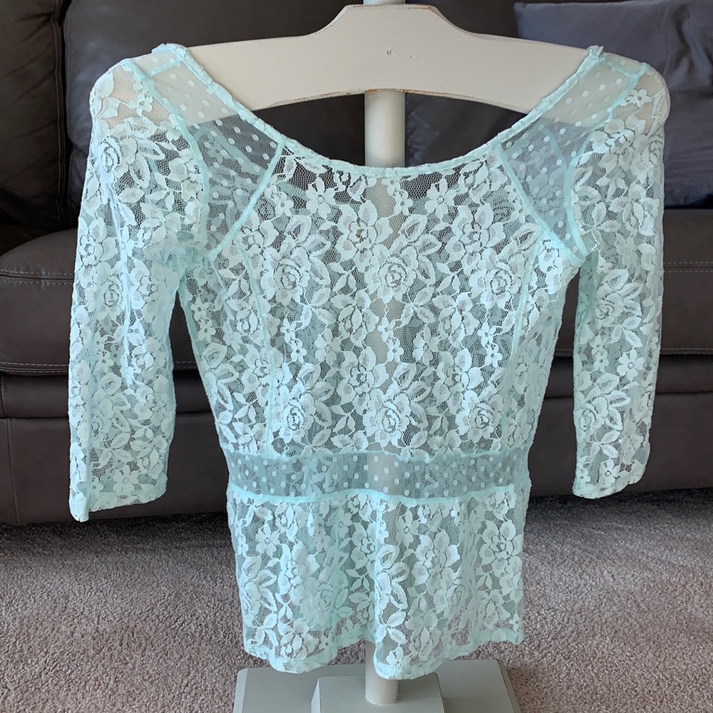 Hollister Light Blue Lace Top